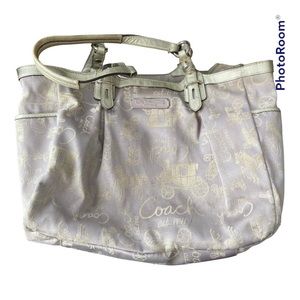 Lavender Coach carriage silver sparkle purse A1163-F16881 used